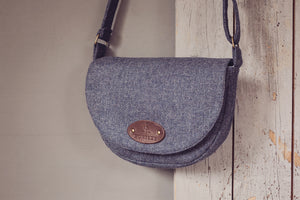 Blue tweed handbag